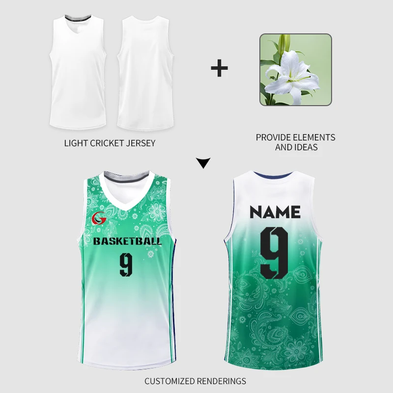 Basketball Jerseys Full Sublimation 100% Polyester Print Mens Reversible Basketball Shirts Mesh Fabric Basketball Uniform For Adults