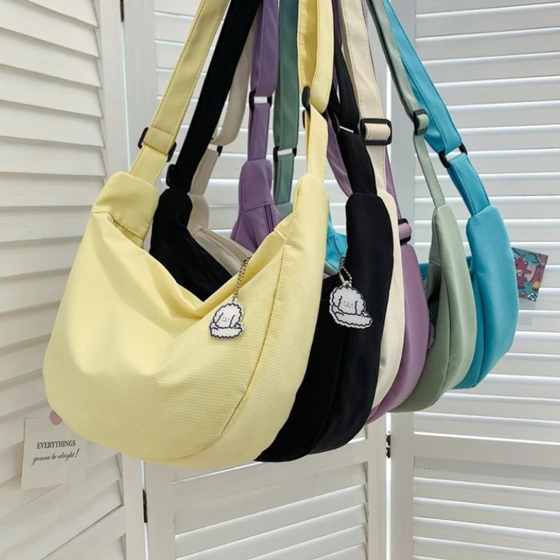 Bolsos de hombro para mujer, estilo Harajuku liso, combina con