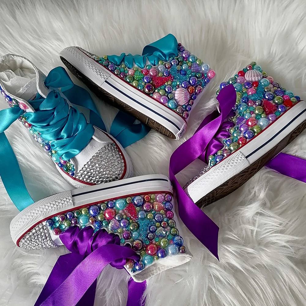 Handmade Rhinestones Bling Girls Womens Kids And Mother Candy Canvas Shoes Pearls Sneakers for Girl Birthday Party Wedding kids sneakers kids shoes