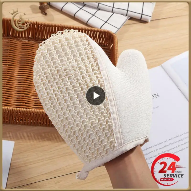 Exfoliating Hemp Bath Glove Mitten Scrubber Natural Bamboo Fiber Remove Dead Skin Deep Clean Double-Sided Bath Gloves