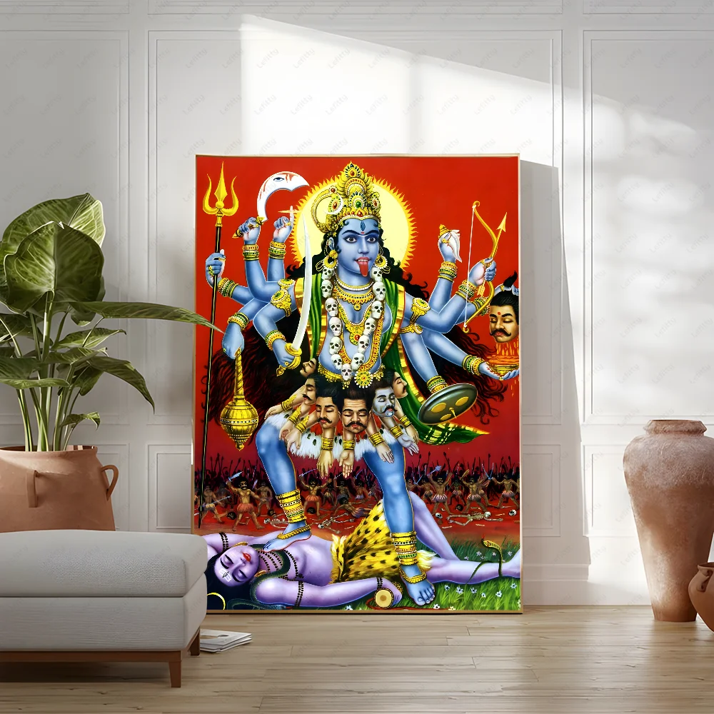 Kali Jay Maa Godde Mahakaali Poster, klebrige Wandkunst, Druck, wasserdicht, für Zuhause, Wohnzimmer, Schlafzimmer, Bar, Flur, ästhetisches Dekor – Detail 8
