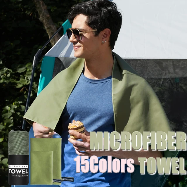 2 PCS Compact Microfiber Towel 38x38cm & 40x80cm High Absorbency Quick Dry Lightweight  Face Hand Fitness Suitable Travel