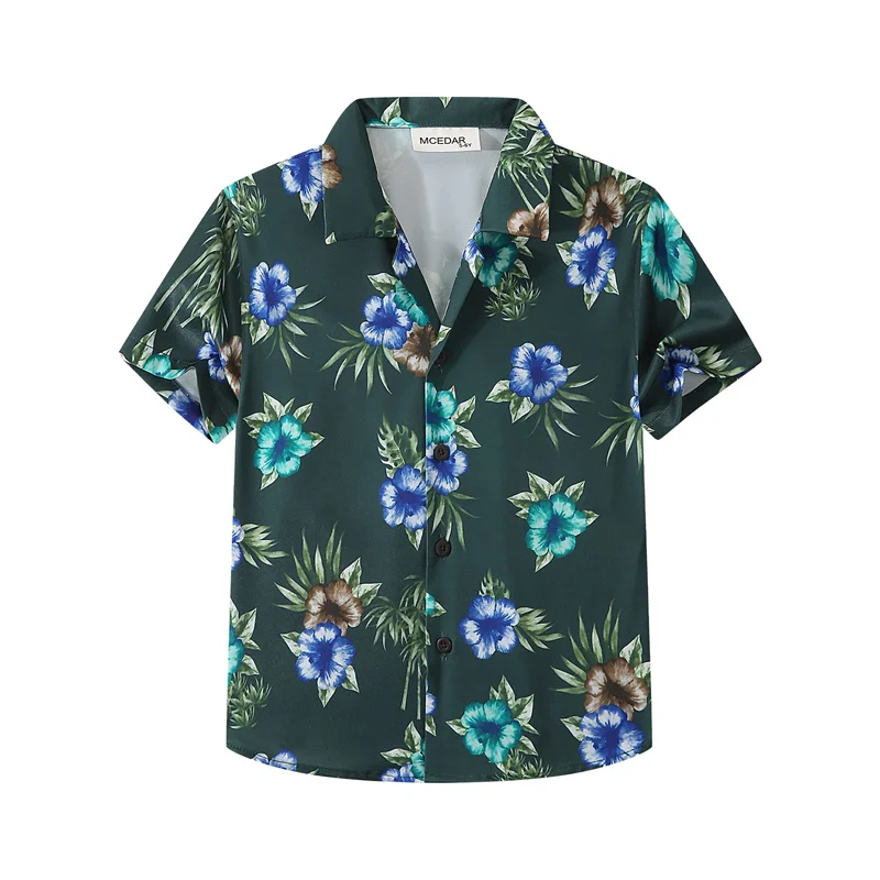 thumbnail image 1 of Camisas de verano con estampado 3D de palmeras para hombre, ropa de calle hawaiana de gran tamaño para playa, ropa de hombre a la moda, camisetas con solapa y botón, 1 of 5