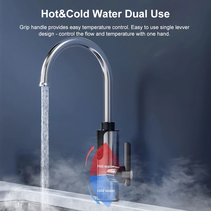 Electric Instant Heating Faucet Hot Cold Mixer Tap 3300W 220V 360 Degree Rotation Fast Heating Tap Digital Kitchen Bathroom