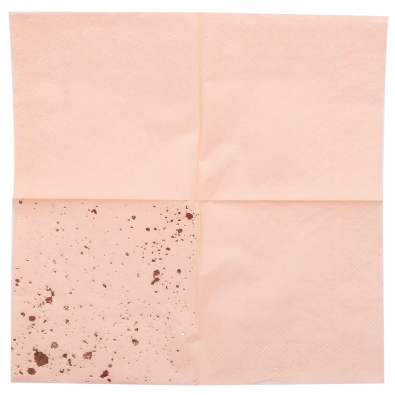 60X Gold Blocking Pink Marble Texture Disposable Tableware Set Disposable Paper Towels