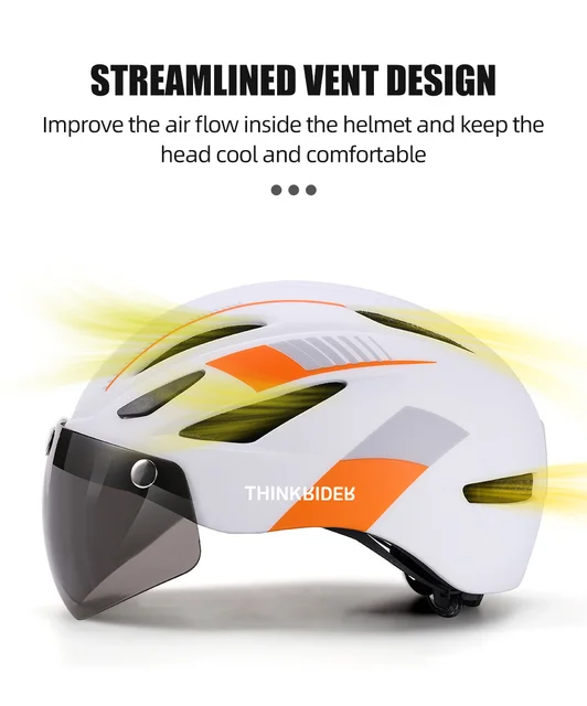 Casco Bici KINGLEAD Con Luce LED, Occhiali Magnetici E Visiera - Regolabile Per Uomini E Donne - Foto 9