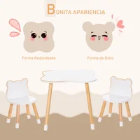 Homcom Table et chaises pour enfants en bois, meubles pour salle de jeux et chambre d'enfant, naturel et blanc 4