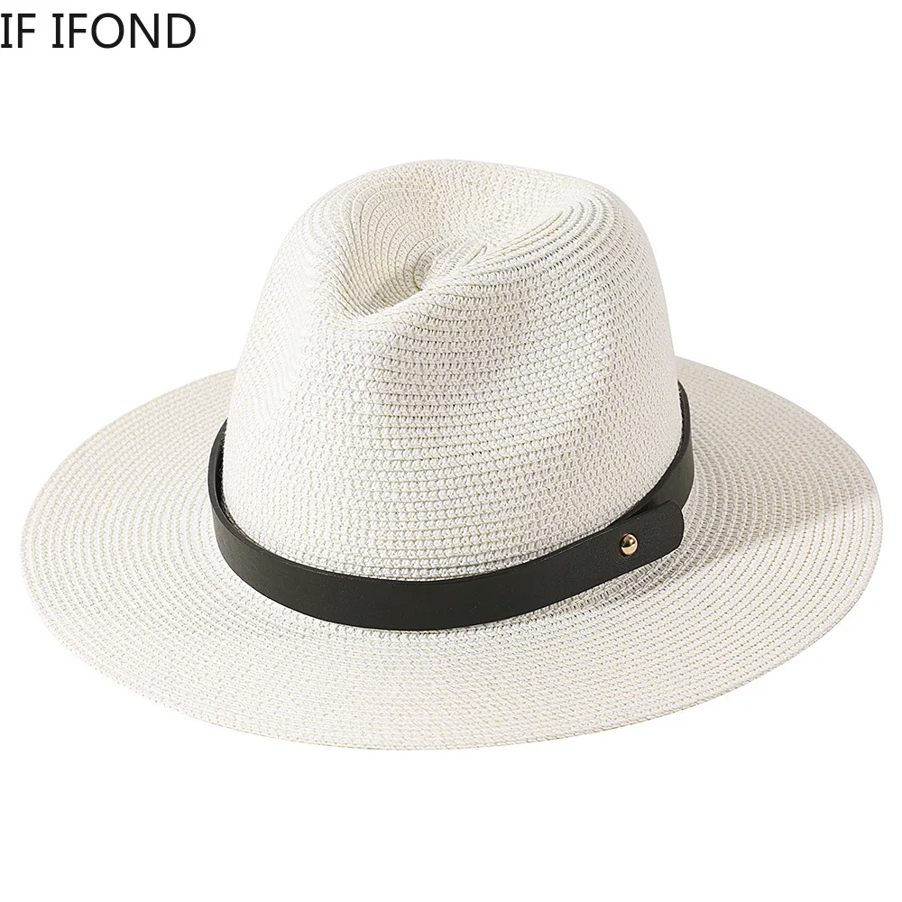 Fashion Vintage Panama Hats For Women men Summer Breathable Cooling Straw Sun Hats Jazz Trilby Cap 1