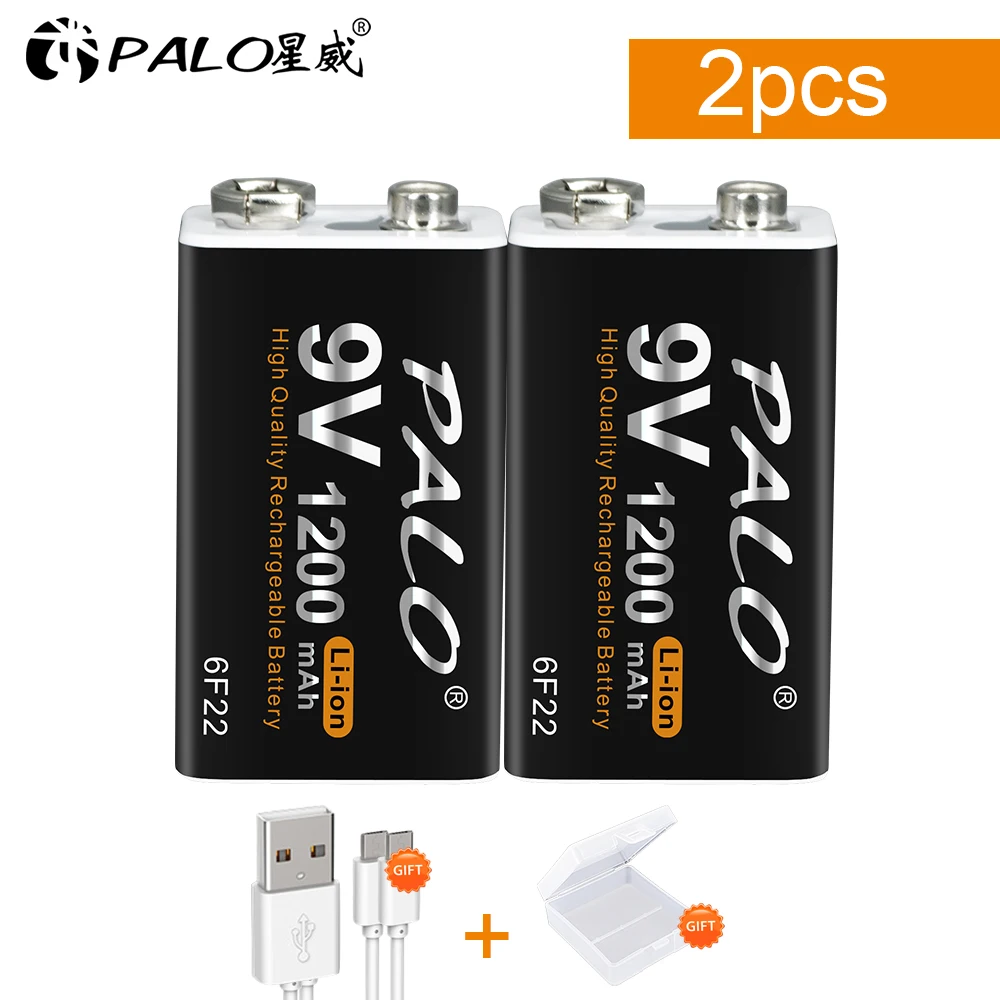 Palo 1200Mah 9 V Batteria Ricaricabile 6 F22 9 Volt Litio Micro Usb 9 V Batterie Per Multimetro Microfono Giocattolo Telecomando Ktv