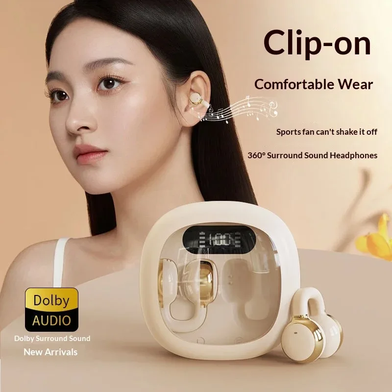 Wireless Ear Clip Bluetooth Headphones With Hifi Panoramic Audio_voghion.com