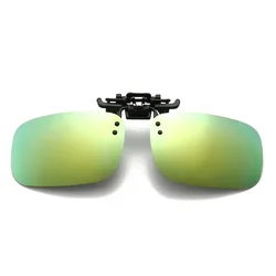 Polarized UV400 Night Vision Clip - On Sunglasses for Driving and Outdoor Use (Gold)