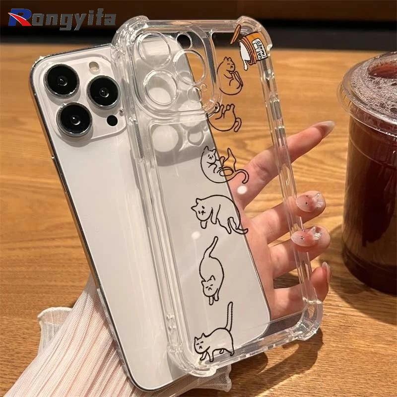 Coque de téléphone transparente avec chat amusant, pour Nothing Phone 3 3A Pro 2 2A Plus CMF Phone 2 Pro 1 5G 4G, couverture souple antichoc à quatre coins