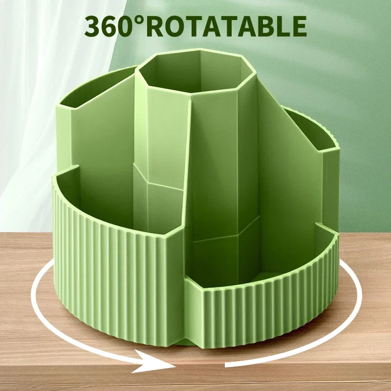 5 Slots Stationery Storage Box 360 Degree Rotating Desktop Stationery Organizer for Home Office School