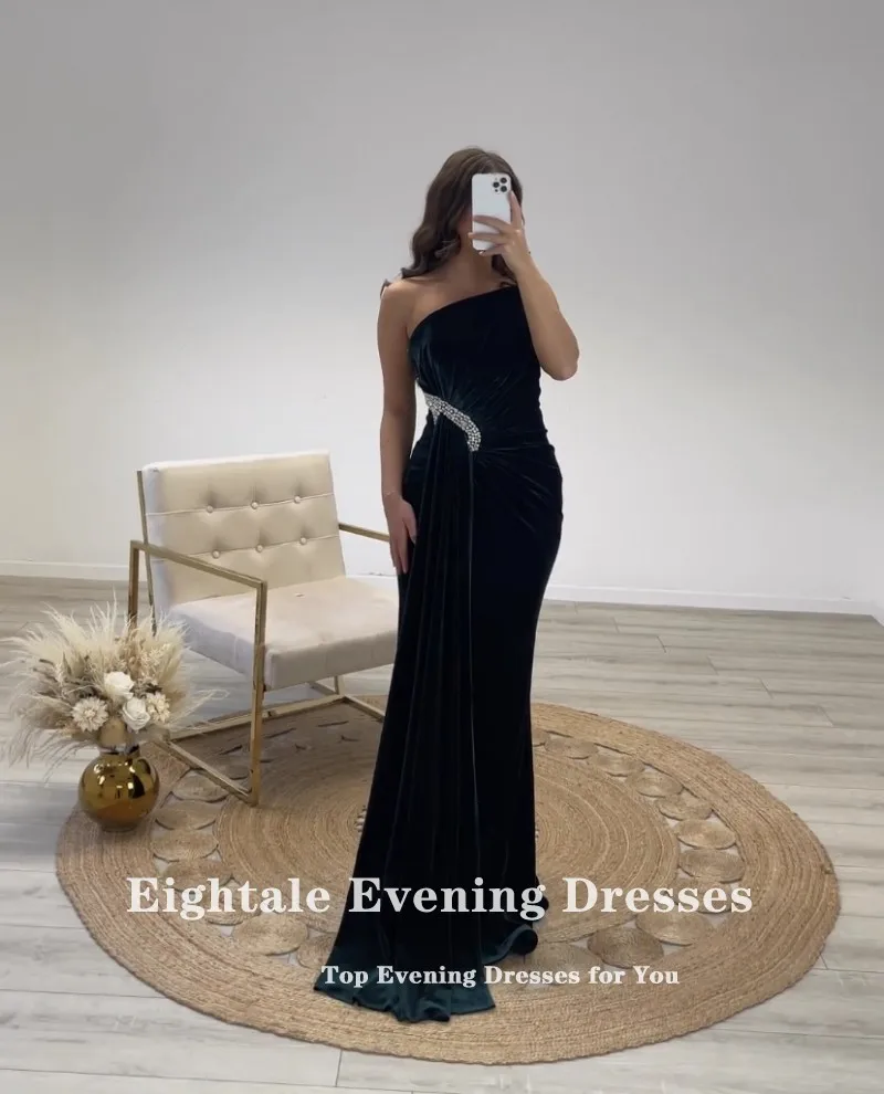 Eightale Feather Evening Dress One Shoulder Beaded Rhinestones Cape Side  Split crystal dresses long Prom Party Gown abendkleider - AliExpress