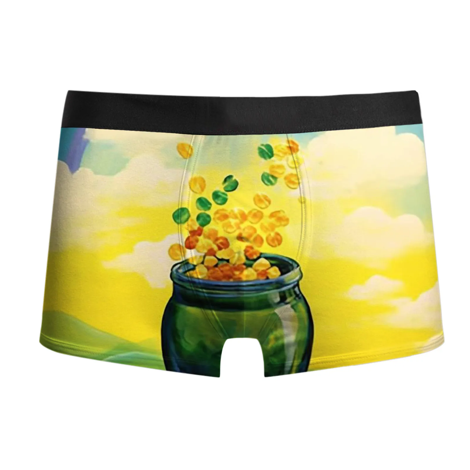 

St Patrick'S Holiday Underwear For Mens Digital 3d Printing Boxers Underpant Low Waist Elastic Skinny Panties Classic Homewear