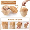 Mushroom Basket Portable Rattan Handmade Children Bag Toy Picnic Basket High-capacity Storage Baskets Sundries Pouch Storage Bag 4