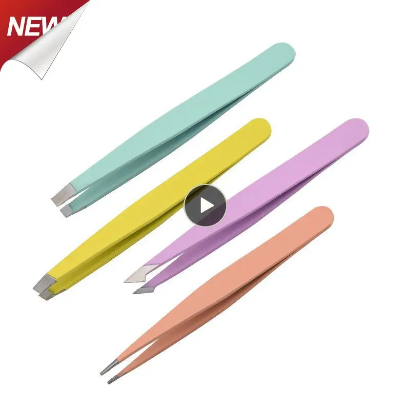 

Styles Tip Flat Eyebrow Tweezers Stainless Steel Point Tip Slant Hair Removal Beauty Makeup Tool Accessory Lash Tweezers