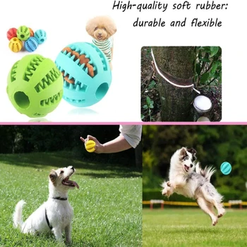 Dog Toy Ball Interactive Rubber Balls Puppy Chewing Toys Pet Tooth Cleaning Ball Cats Pets Food Treat Feeder Silicone Balls Toy 3