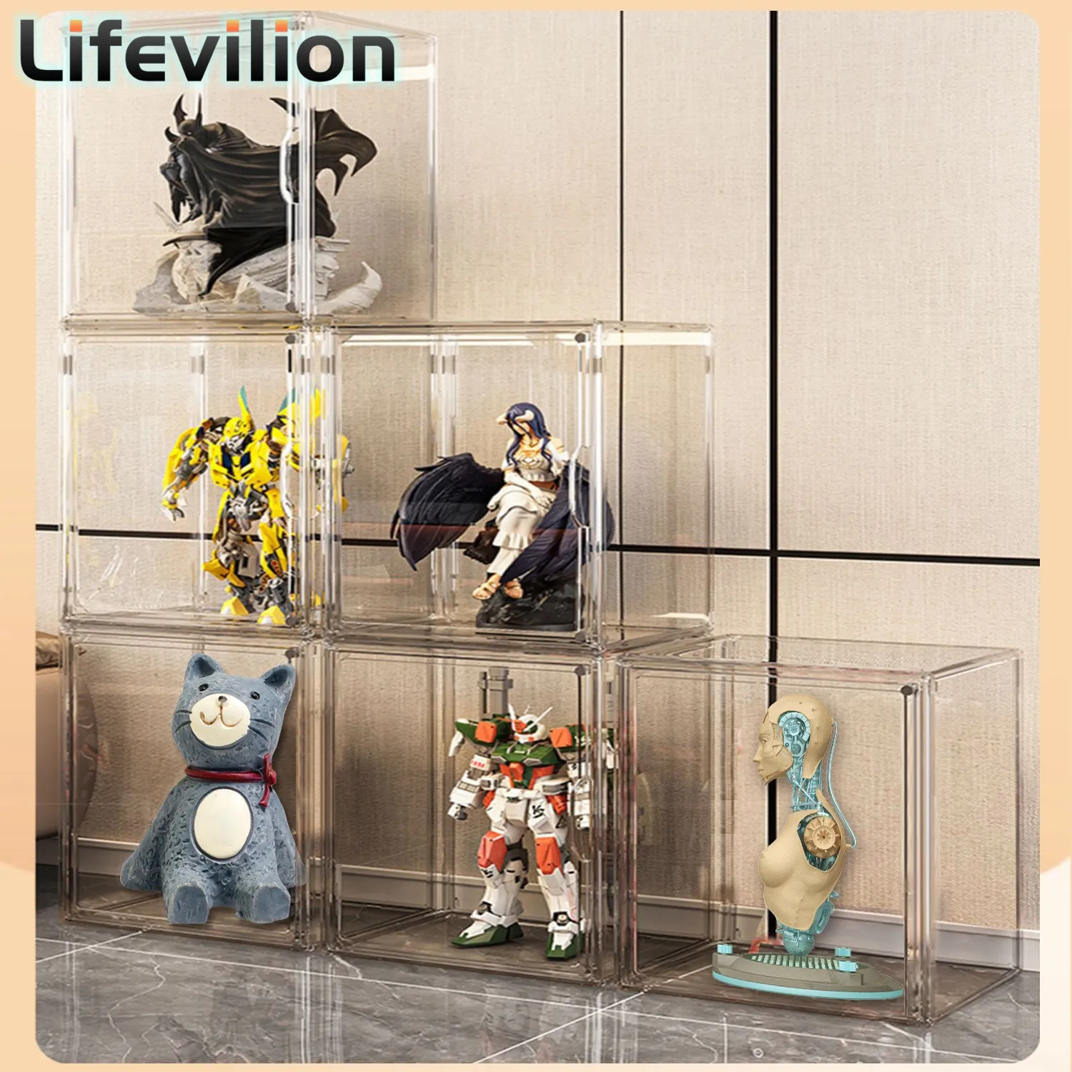 Clear Acrylic Figure Display Case Dustproof Protection Model Toys