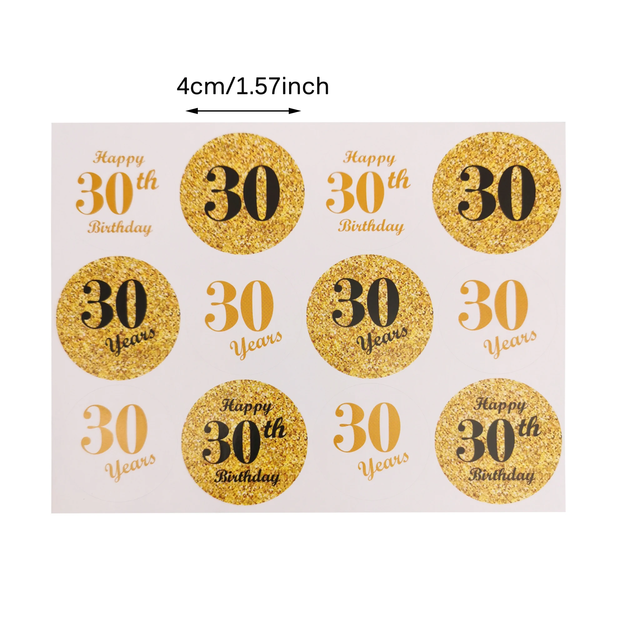 Gold Dia 4cm Cheers Happy Birthday & Anniversary Paper Sticker Labels - Elegant Party Seals & Decor