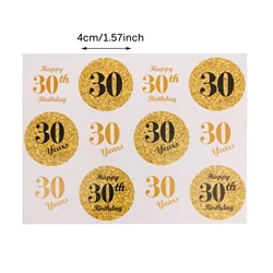 Gold Dia 4cm Cheers Happy Birthday & Anniversary Paper Sticker Labels - Elegant Party Seals & Decor - 60Pcs (Gold sticker 30)