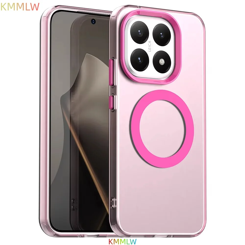 Candy Colors Transparent Magnetic Wireless Charging Case, Back Shell Coque