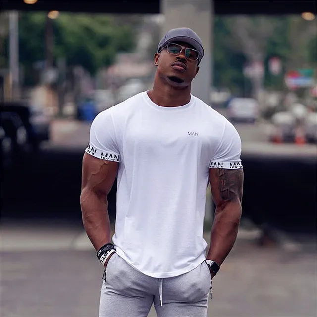 2022 New Men Short Sleeve Gym T-shirt Compression Running Fitness Streetwear Hip-hop Sport Tees Clothing - T-shirts - AliExpress