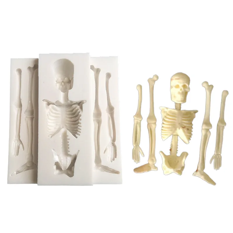 

3D Horror Skeleton Pastry Silicone Mold DIY Human Body Bones Fondant Chocolate Cake Decor Baking Tools Handmade Soap Resin Mould