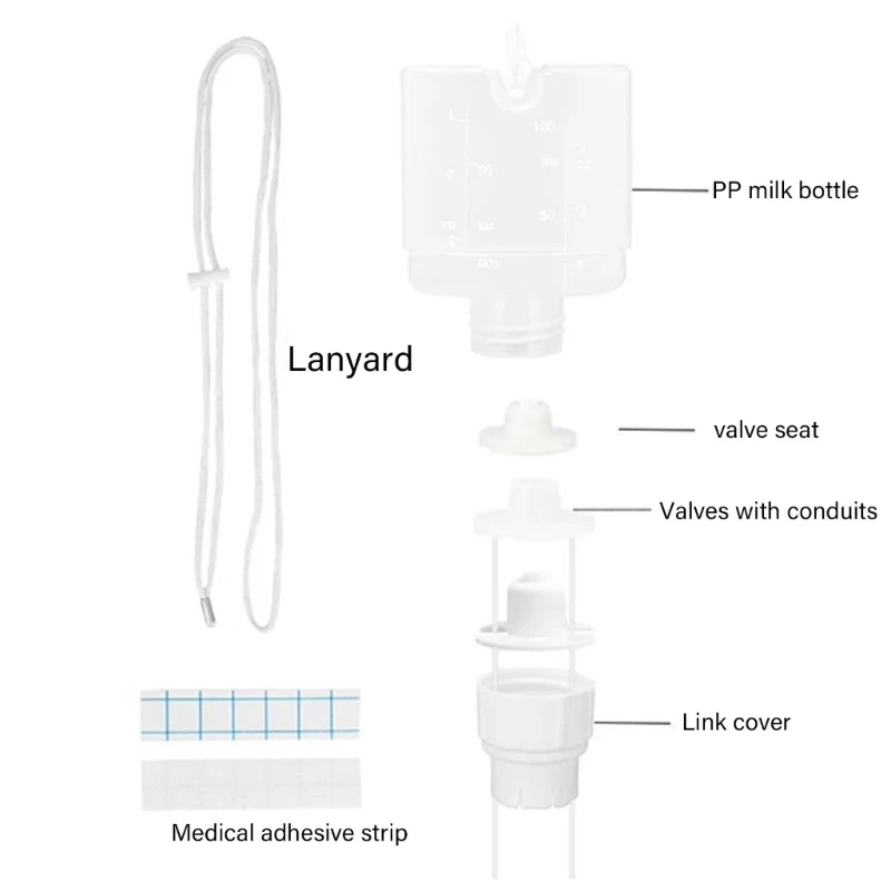 Newborns Feeding Aid Nursing Device Soft Silicone Baby Milk Bottle Lactation Aid Tube Adjustable Suction Easy to Clean