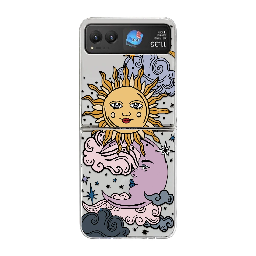 Retro Sun and Moon Transparent Phone Case Cover