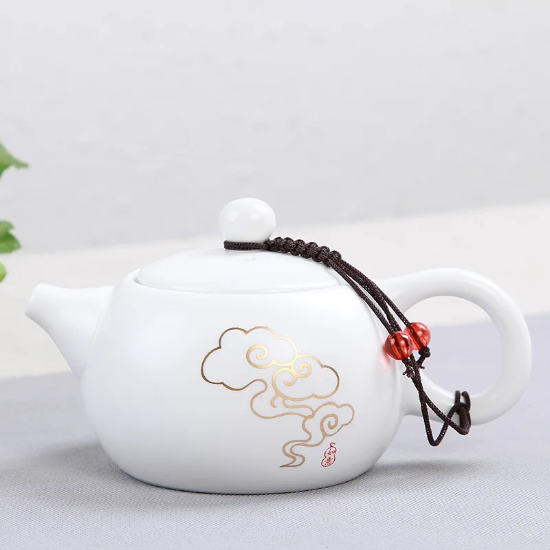 Chinese Style White Matte Ceramic Teapot, Brewing Xishi Pot, Kung Fu Household Creative Pure Handmade, 180ml, Tea Pots, New, 1Pc