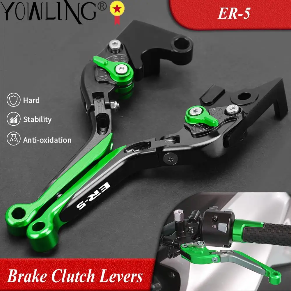

Motorcycle Accessories Aluminum Adjustable Folding Extendable Brake Clutch Levers Handle For KAWASAKI ER-5 ER5 ER 5 2004 2005