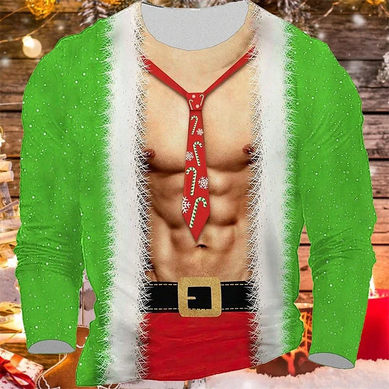 Christmas Long Sleeve T Shirt Men Hip Hop