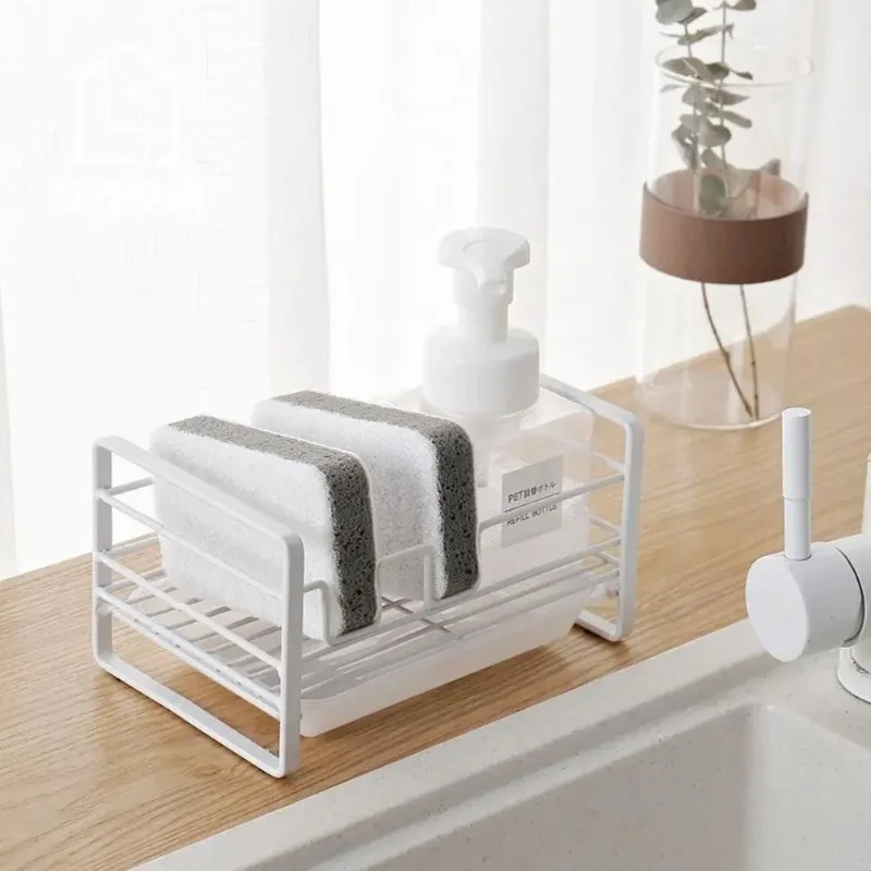 Multifunctional Drainer Drying Rack Metal with Removable Drain Pan Soap Holder Storage Rack Kitchen