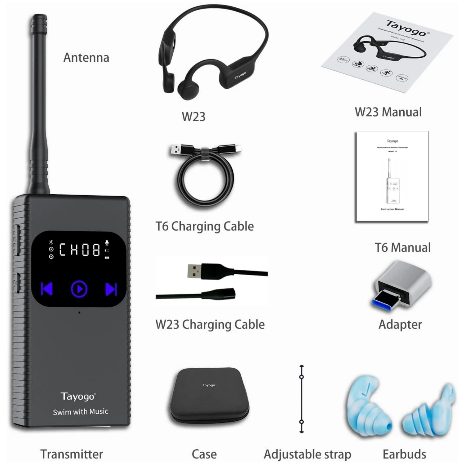 Swimming Training Communicator,Waterproof Wireless Headphone,Swim Coach Walkie Talkie Communication Ear Phone 6
