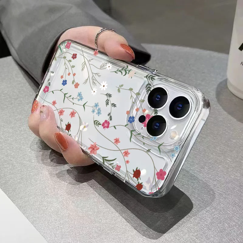 Transparent Shockproof Silicone Flower Phone Case