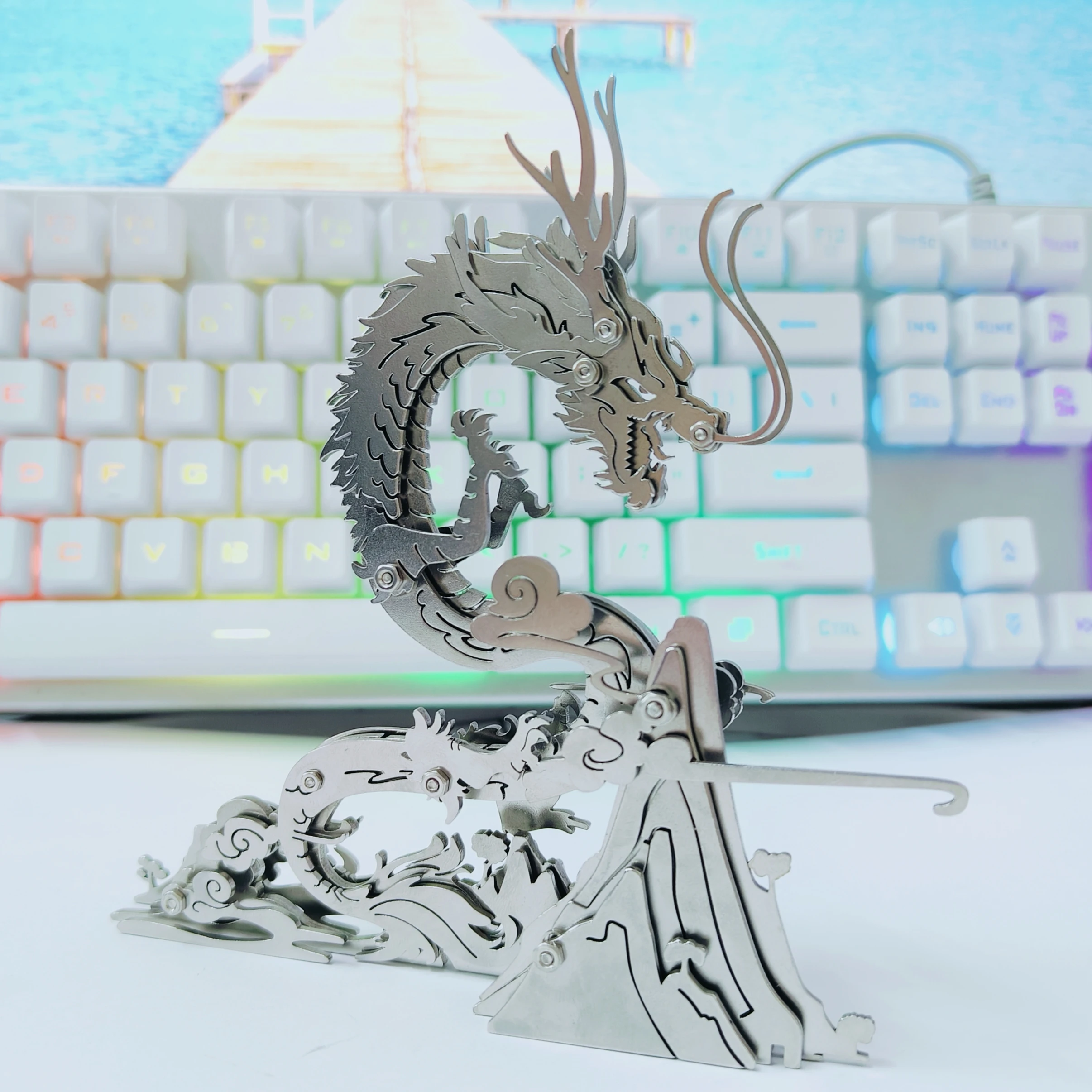 Steel MOKR 3D Metal New Puzzle Chinese Dragon Four Great God Beast DIY Gift And Toys Puzzle For Kids Adults Learning Education 6