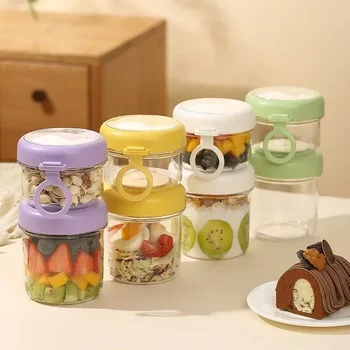 Tasse à salade de fruits et légumes avec cuillère, bol scellé, récipient alimentaire, grande capacité, 1/2 couches, petit déjeuner, avoine, yaourt, scellé 1