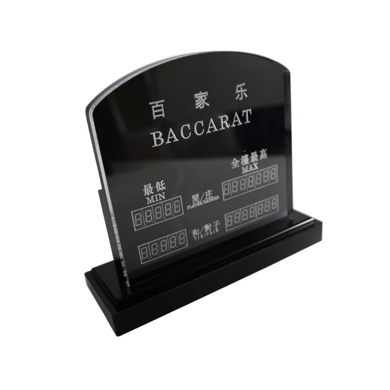 Casino Standard 7 Colori Led Elettronico Inciso Baccarat Digital Min Max Limite Sign Board Per Il Gioco D'Azzardo