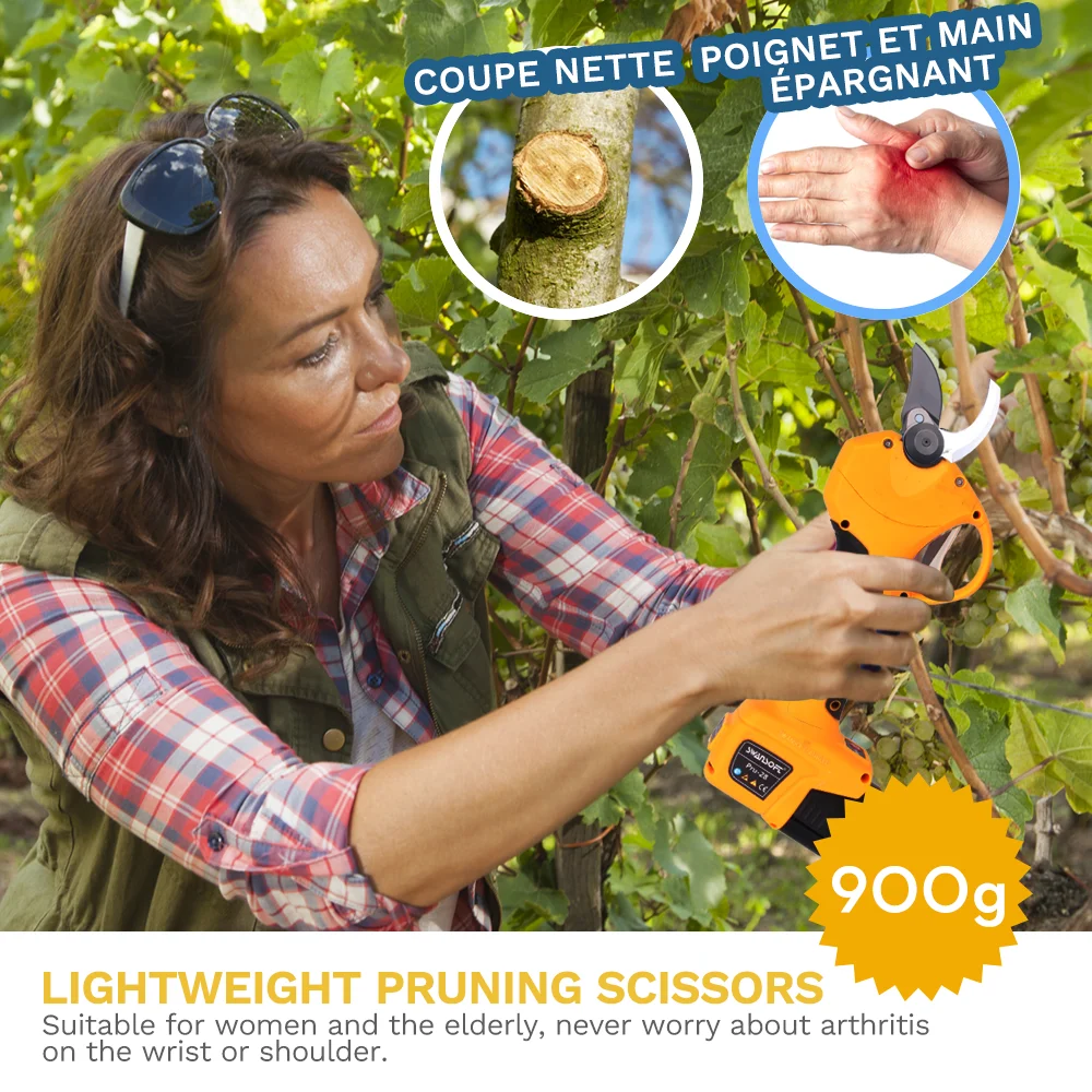 Swansoft PRU-28/8604pro 28mm Cordless Handheld Electric Pruning Shears With Anti-Cut And Progressive Cutting Function 4