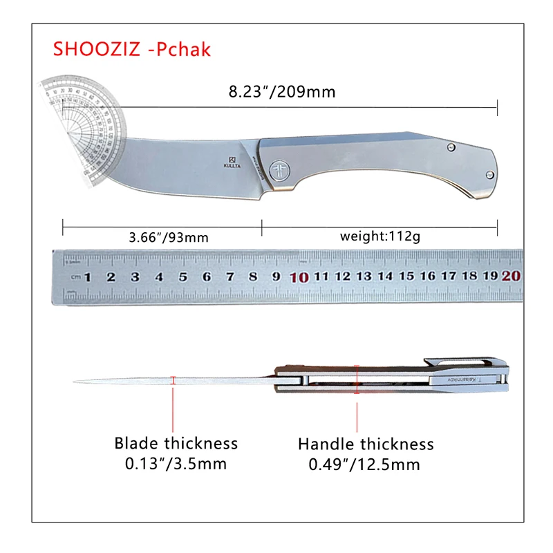 Складной нож SHOOZIZ Pchak 14C2 8N, ручка из титанового сплава, походный карманный нож для повседневного использования, кухонный складной нож (art.: 3920c70a2a8ea) - 3920c70a2a8ea