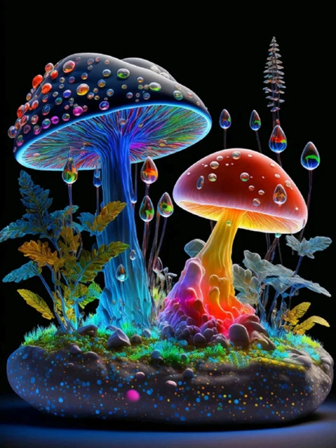 Mushroom Diamond Art Painting Set Adult 5d DIY Mushroom House Gem