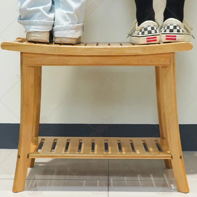 Bamboo Senior Bathroom Chairs Stepping Mobile Bathed Accessories Bathroom Stools Shower Caddy