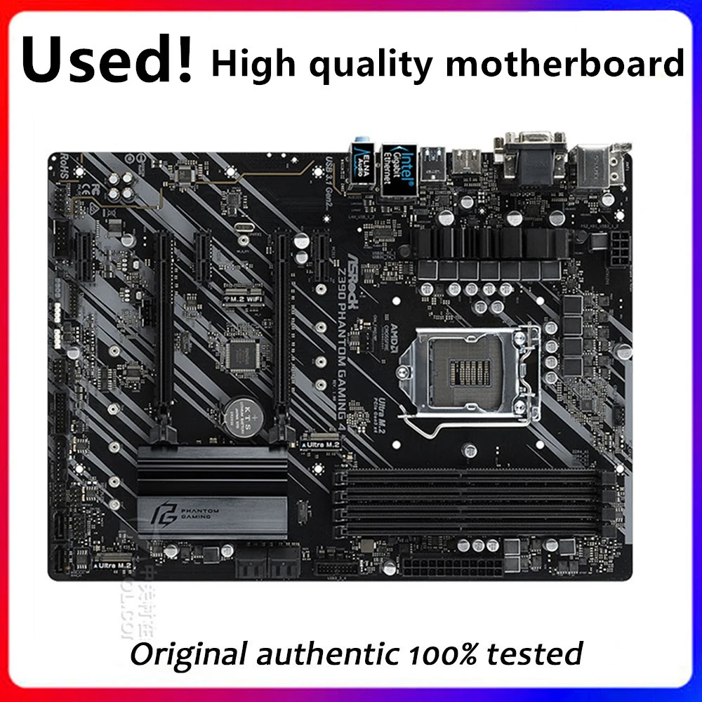 

Материнская плата для настольного компьютера ASRock Z390 Phantom Gaming 4 для Intel Z390 Z390M DDR4 LGA 1151 оригинальная б/у материнская плата для настольного компьютера