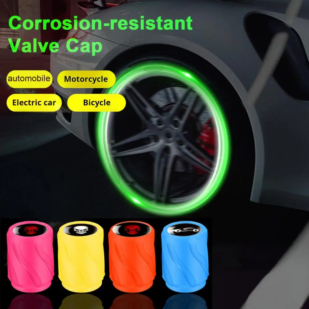 12Pcs Luminous Car Universal Tire Valve Stem Caps Simple Installation Universal Fluorescent Tire Valve Caps Car Exterior Parts