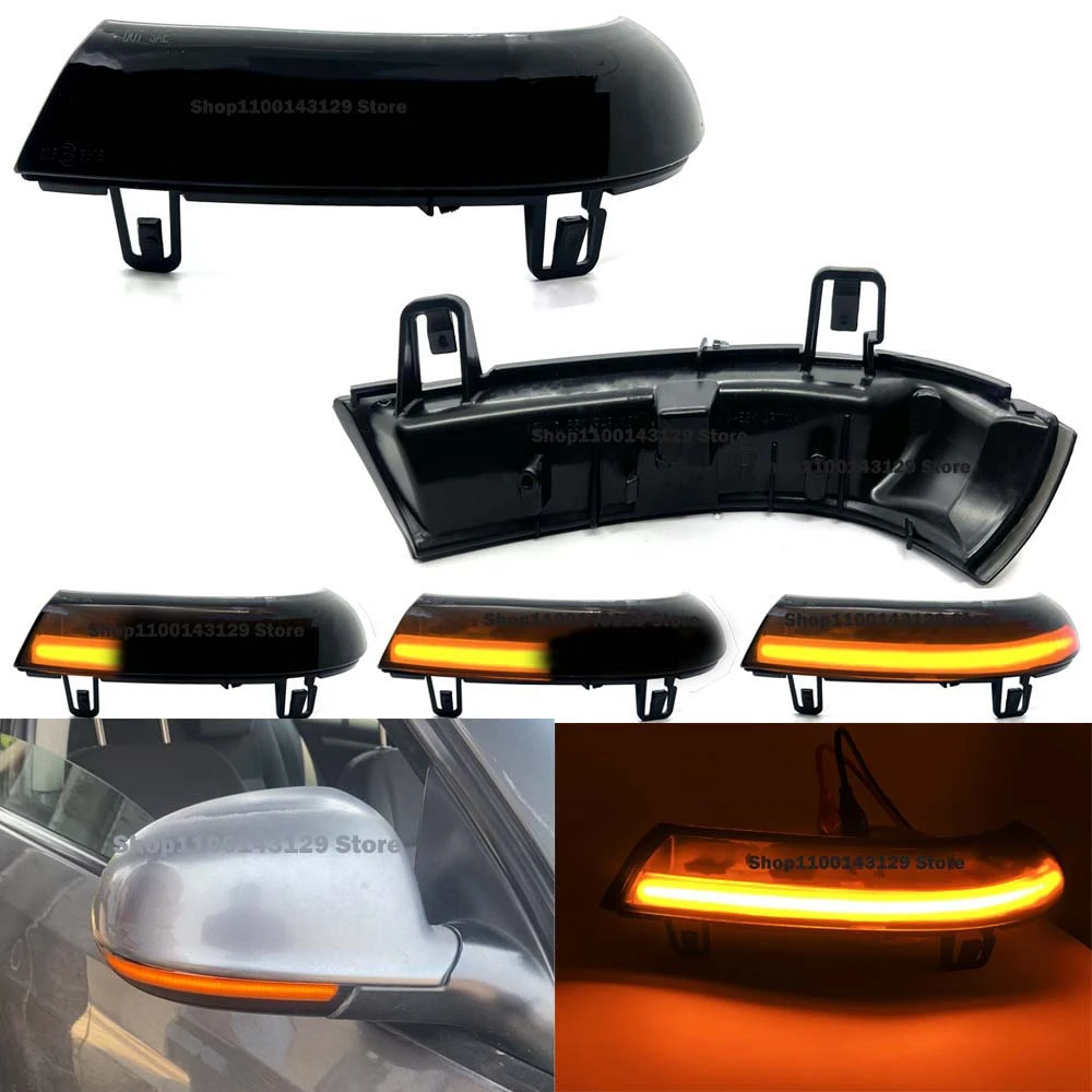 Smoked 12V Scroll LED Dynamic Turn Signal Light Side Mirror Flashing