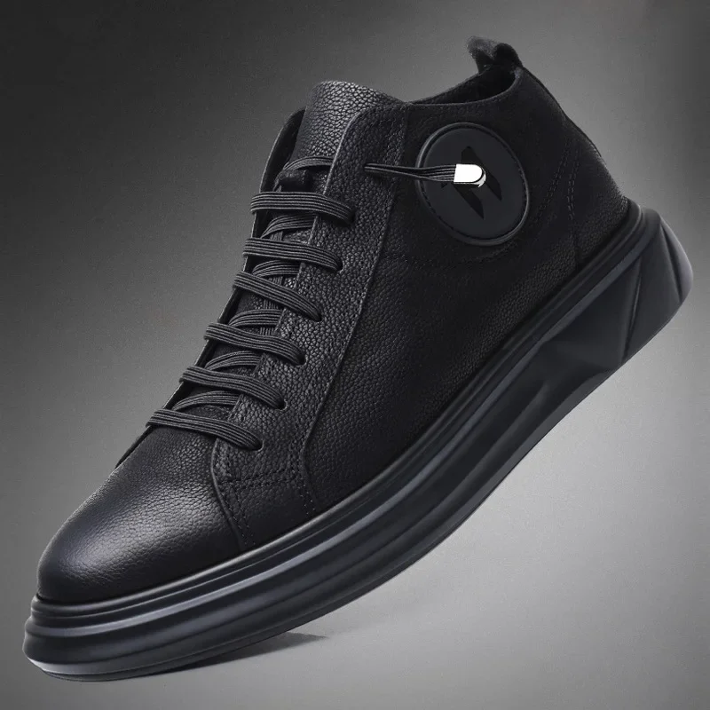 Men's  2023 new trend versatile men's casual shoes board shoes leather soft sole breathable leather shoes 3