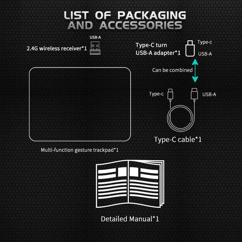 Bluetooth Trackpad Wired Trackpad Wireless Bluetooth Trackpad for Mac and Windows Multi-Touch Surface High Precision Track Pad Multi-Gesture Wired Touchpad