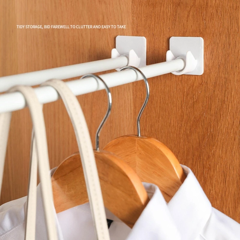 2Pcs Shower Curtain Rod Holder Self Adhesive Telescopic Pole Support