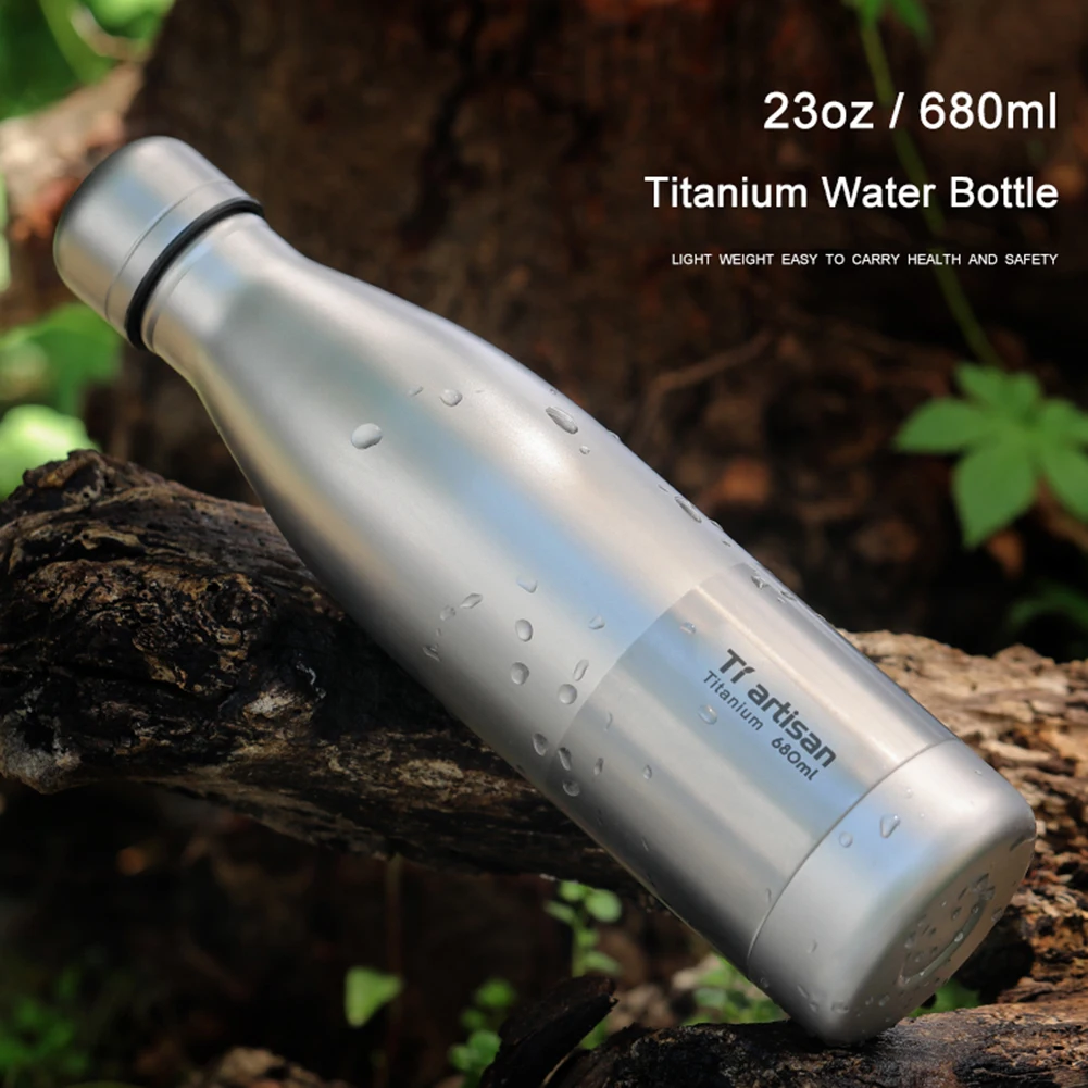 

1pc 23oz 680ml Titanium Water Bottle Sports Bottle Home Drinkware Outdoor Camping Biking Hiking Picnic Cycling Equipment